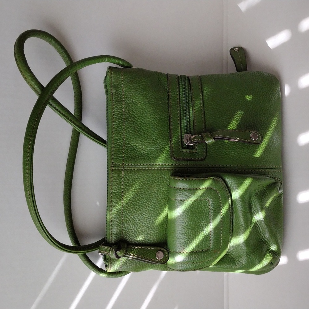 Tignanello Green Leather Crossbody Bag